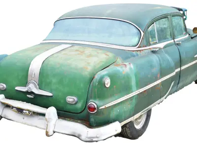 Classic Car Wreck Low-poly 3D model