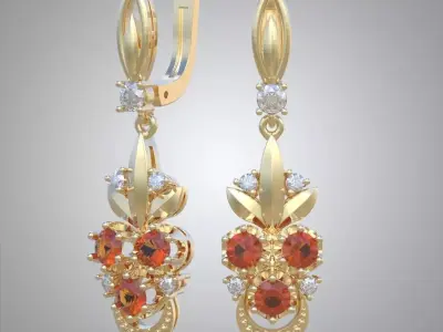 Exclusive Earrings model 3D printable model 0087-13ol Free 3D print model