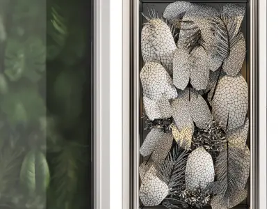 Classic light box with tropical leaf garden in frame glass 114 3D model