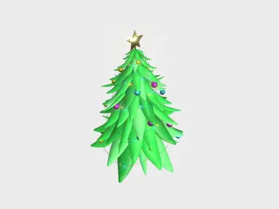 Christmas Tree 02 Green Colored  - Cartoon Interior Decoration Low-poly 3D model
