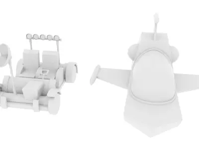 Spaceshi and Moonrover Pack Low-poly 3D model