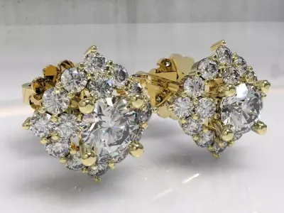 Timothes Diamond Earing 3D JewelryModel Printable 3D ER4 3D print model