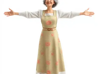 Elegant Floral Woman model pack Low-poly 3D model