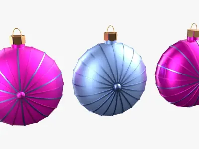 Christmas Tree Ornament Set7 - Pink LightBlue Low-poly 3D model