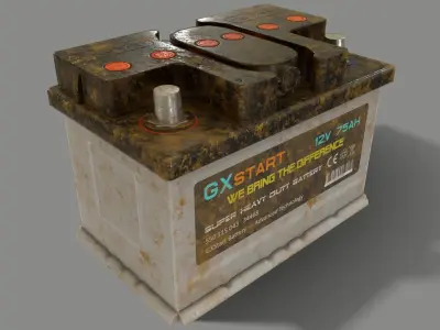 PBR Car Battery - White Low-poly 3D model