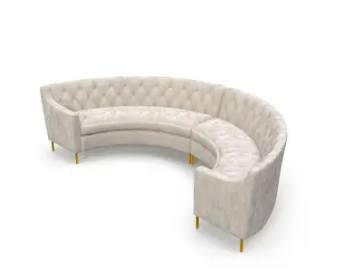 Jasmine Curved Tufted Sectional Cream Free 3D model
