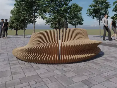 Parametric Wavy Wooden Furniture 16 - CNC files for cutting 3D model