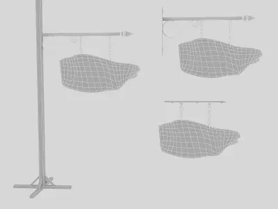 old wooden wc sign 02 Low-poly 3D model