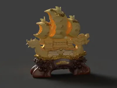 Chinese dragon ship  Low-poly 3D model