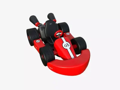 Cartoon Kart C01 Red - Vehicle Racing Design Low-poly 3D model