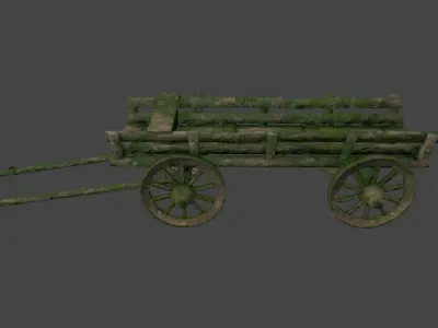 Wooden  Cart Low-poly 3D model