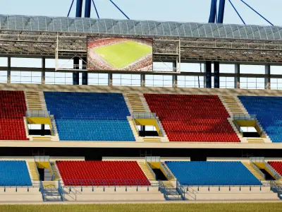 Stadium seating tribune wide high detail 3D model