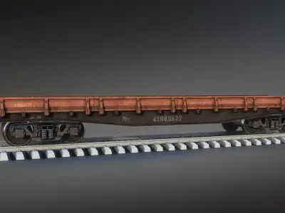 Railroad Flat Wagon Low-poly 3D model
