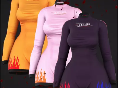 RACING BODYSUIT OVERALL Low-poly 3D model