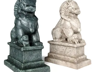Guardian asian lion sculpture 3D model