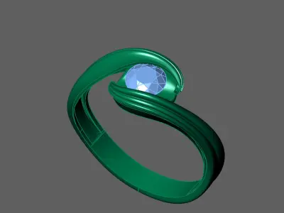 Womens Rings With Stone Ring Ready STL 3DM Models Rings women 3D print model 16