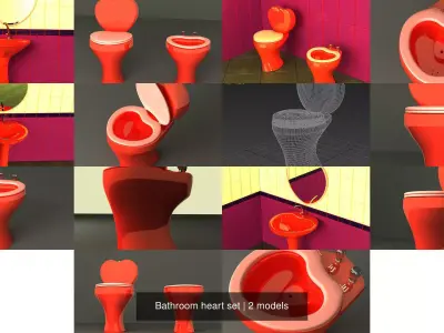 Bathroom heart set 3D Model Pack