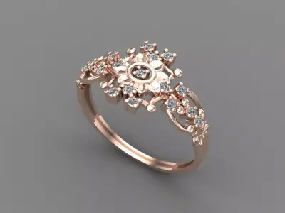 Womens Diamond Signet Ring Women Rings 3dmodels 3D print model 3D print model 44