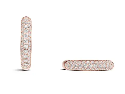 Pave Diamond Studded Hoop Earrings Huggie Style 3D print model