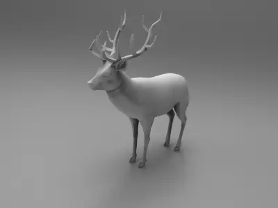 Red Deer Santa Sleigh Model Low-poly 3D model