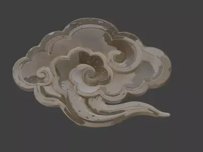 A 3D sculpture of auspicious cloud with cloud pattern decoration 3D print model