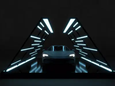 Futuristic Car Light Tunnel Showcase  3D model