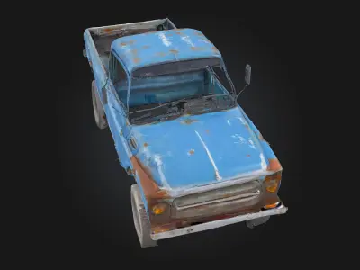 Blue Vintage Truck  Classic Charm on Four Wheels 3D model