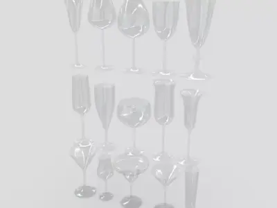Cocktail Glass Pack Low-poly 3D model