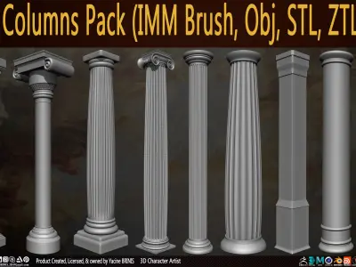 20 Columns Pack Vol 01 Low-poly 3D model