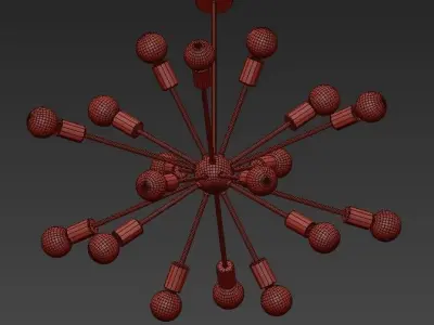 Sputnik Gold Chandelier 18 3D model