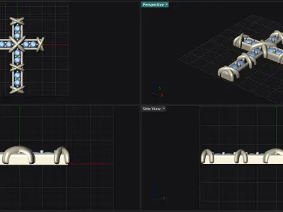 Diamond Cross Pendant Luxury Jewelry 3D print model