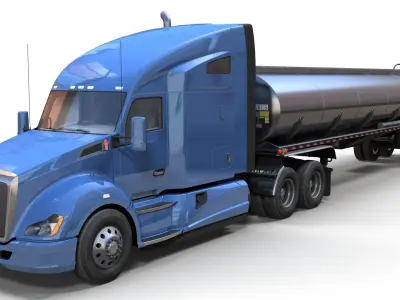 Kenworth T680 tanker semitruck Low-poly 3D model