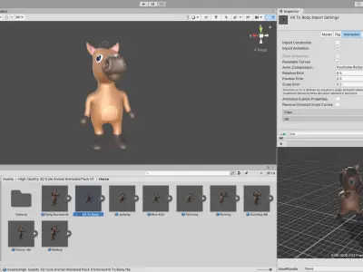 High-Quality 3D Cute Horse - Animated for Games Low-poly 3D model