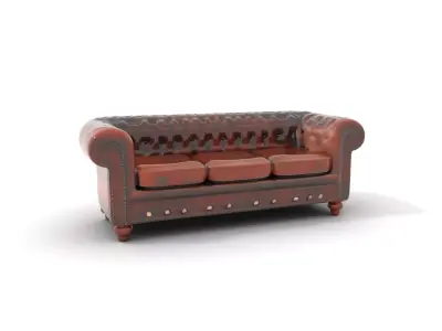 Classic Brown Chesterfield Sofa model pack Low-poly 3D model