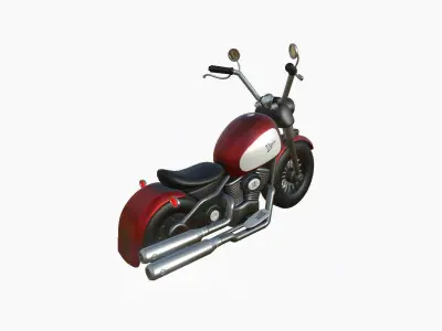 Motorcycle Cartoon A12 Red White - Custom Vehicle Design Low-poly 3D model