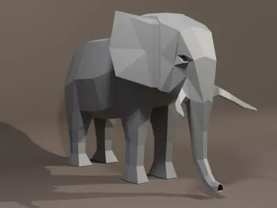 elephant low poly polygonal 3D model