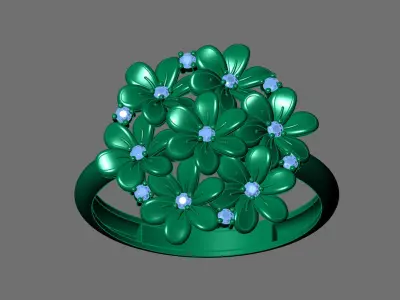 Womens Rings With Stone Ring Ready STL 3DM Models Rings women 3D print model 12