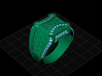 Print Ready STL 3DM  Gents Rings Diamond Men Ring  3D print model 31