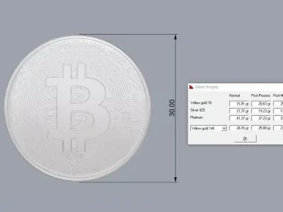 Bitcoin Coin Gold Jewelry 3D print model