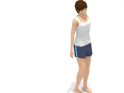 3-Legged Downward Dog Yoga Exercise Woman Animation Low-poly 3D model