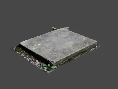 Rectangle Concrete Block Low-poly 3D model