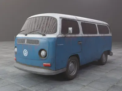 VW 1972 Camper van  Low-poly 3D model