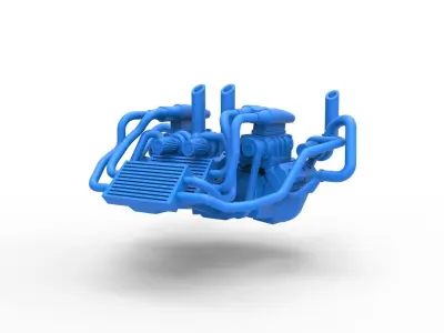 Twin-engine V8 for pulling tractor Scale 1 to 25 3D print model