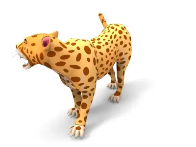 3D Rigged And Animated Cartoon Leopard Low-poly 3D model