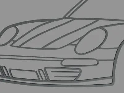 Porsche 911 2023 Perspective Wall Silhouette 3D print model