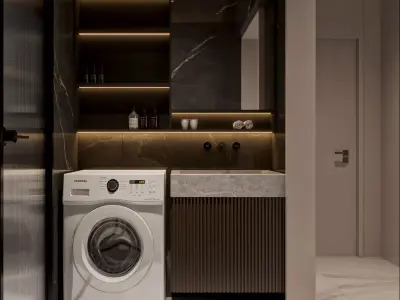 Modern living room dining room interior scenes 538 3D model