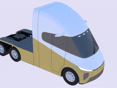 Future semitruck and Luxeed S7 car 3D Model Pack