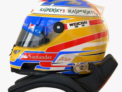 Fernando Alonso 2014 style Racing helmet 3D model