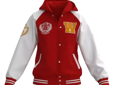 Female raglan varsity jacket 3D model