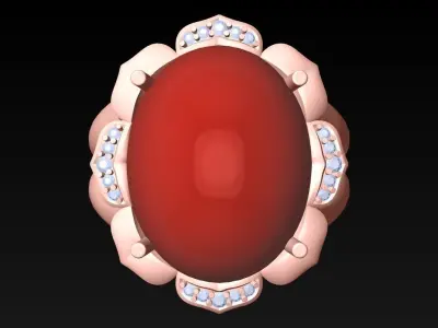 Oval Stone Ring - GN255 3D print model